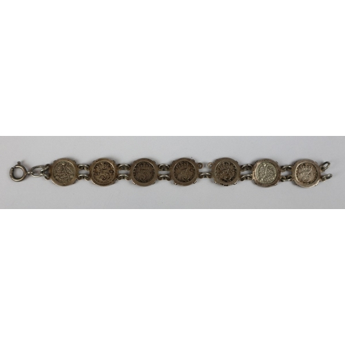 16 - Silver sixpence bracelet