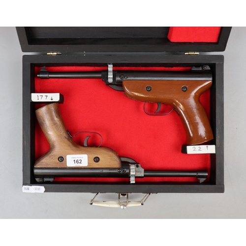 162 - Pair of air pistols .177 and .22 in bespoke case