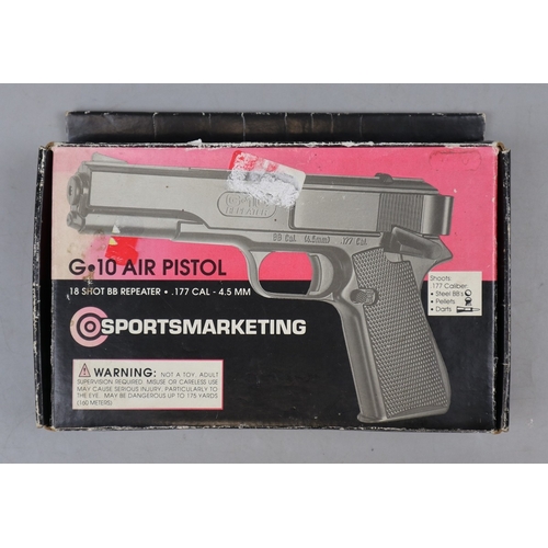 168 - 2 x SMK (Sports Marketing) G-10 dual ammo (.177 pellet and 4.5mm BB) repeater air pistols-- both wor... 