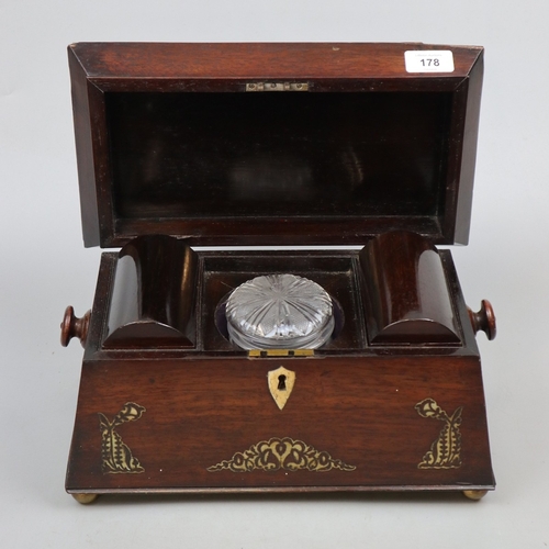 178 - Inlaid mother-of-pearl tea caddy