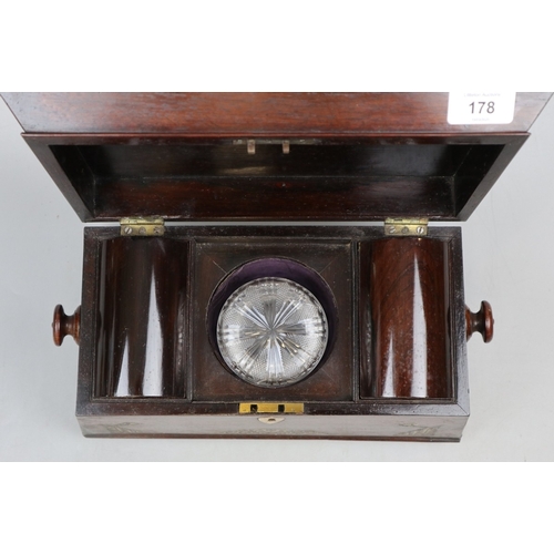 178 - Inlaid mother-of-pearl tea caddy