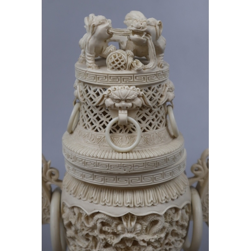 181 - Decorative Oriental incense burner on stand - H: 32cm