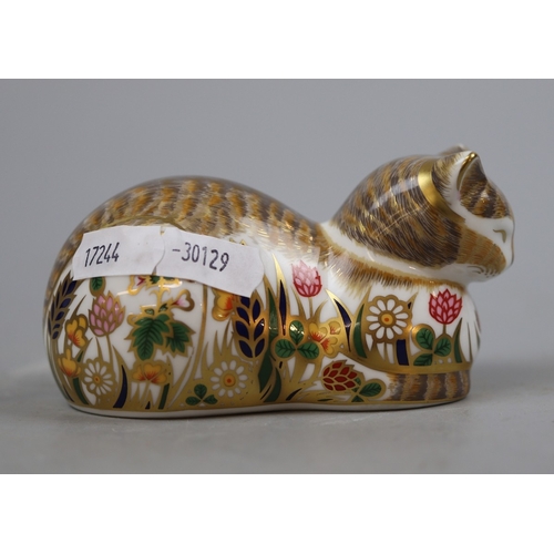 191 - Royal Crown Derby - Cottage Garden Cat with gold stopper