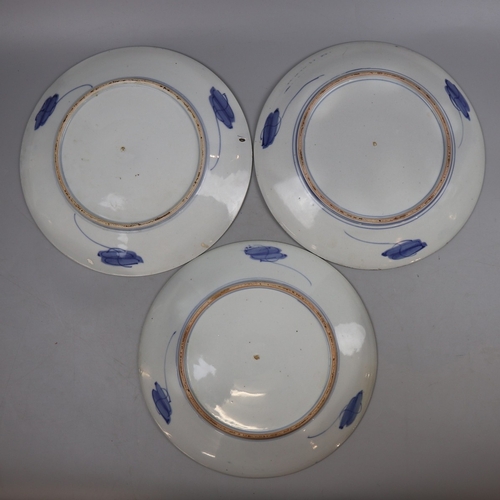 195 - Set of 3 early Imari plates