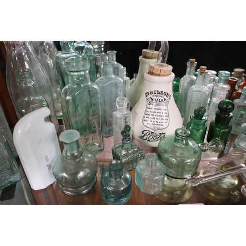 226 - Collection antique glass bottles to include Bovril, perfume bottles etc