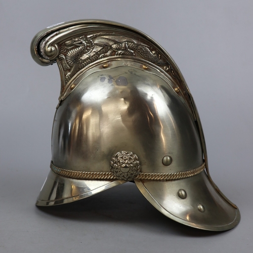 236 - Victorian Merryweather pattern white metal fire officers helmet A/F for restoration (with parts)