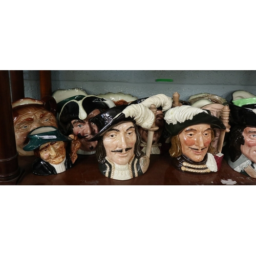 242 - Large collection of Royal Doulton character jugs, inc. Three Musketeers, Capt. Henry Morgan, Cavalie... 