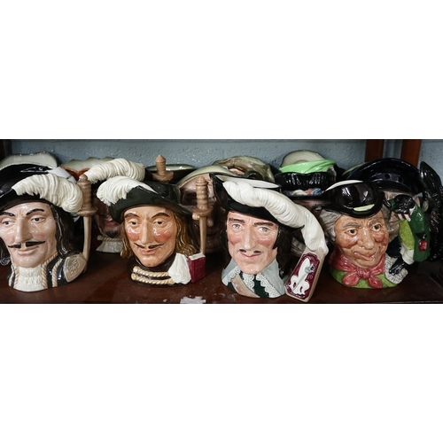 242 - Large collection of Royal Doulton character jugs, inc. Three Musketeers, Capt. Henry Morgan, Cavalie... 