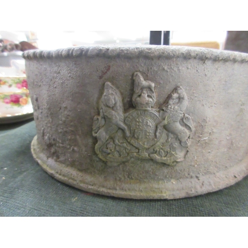 255 - Lead planter with Royal coat of arms - Approx Diameter 31cm Height: 12cm