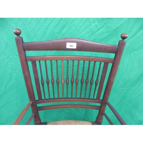 303 - Aesthetic movement rush seated armchair