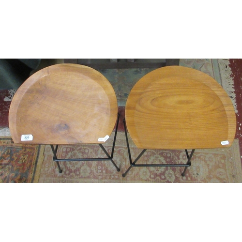 320 - Pair of oak seated bar stools