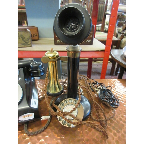 326 - Classic candlestick telephone together with a Bakelite telephone