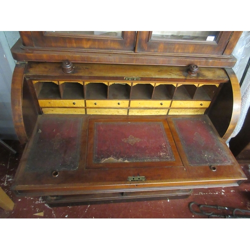 355 - Large Victorian cylinder bookcase - Approx W: 120cm D: 59cm H: 231cm