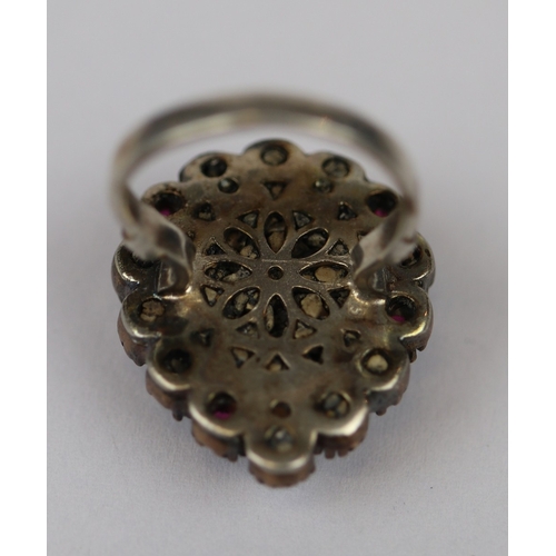 36 - Vintage silver stone set ring - Ring size: O