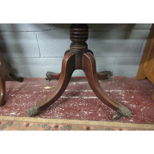 381 - Regency mahogany sabre leg, fold-over table