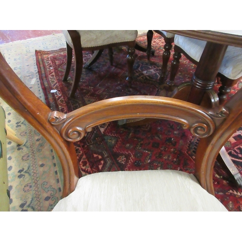 383 - Edwardian pedestal base extending dining table with 5 balloon back chairs