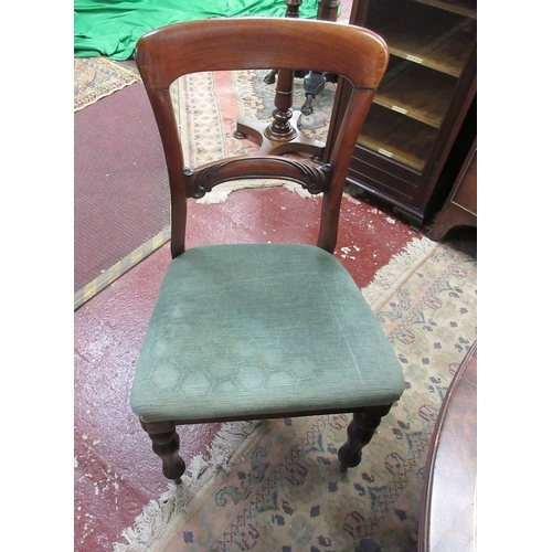 383 - Edwardian pedestal base extending dining table with 5 balloon back chairs