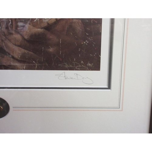 427 - Large glass framed L/E 90/950 Eric Clapton print - Slow Hand by Stephen Doig. Signed by the artist a... 