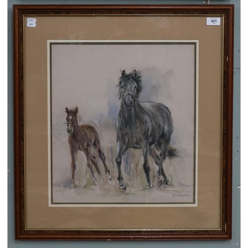 451 - Pair of equine themed watercolours by Jane Evans