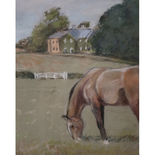 452 - Pastel picture - Horses at pasture by Richard Britten - IS 60cm x 39cm