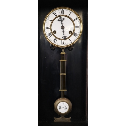 503 - Victorian Vienna wall clock with its key in good working order