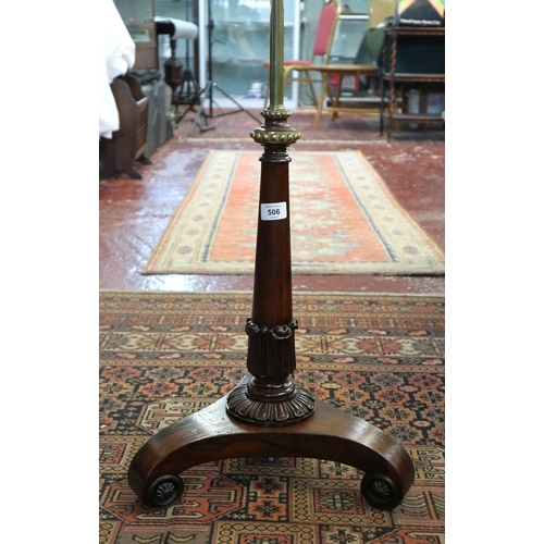 506 - Early Victorian pole screen stand with rosewood base