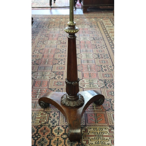 506 - Early Victorian pole screen stand with rosewood base