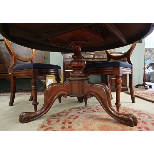 509 - Victorian mahogany pedestal table & set of 4 balloon-back chairs