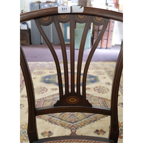 511 - Pair of mahogany inlaid chairs