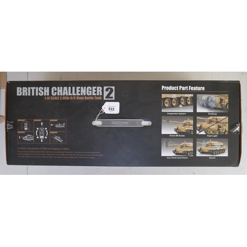 533 - R/C British Challenger 2 main battle tank 1:16 scale by Heng Long as new in unopened box