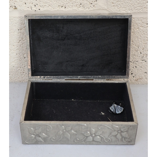 540 - Pewter framed mirror with matching jewellery box