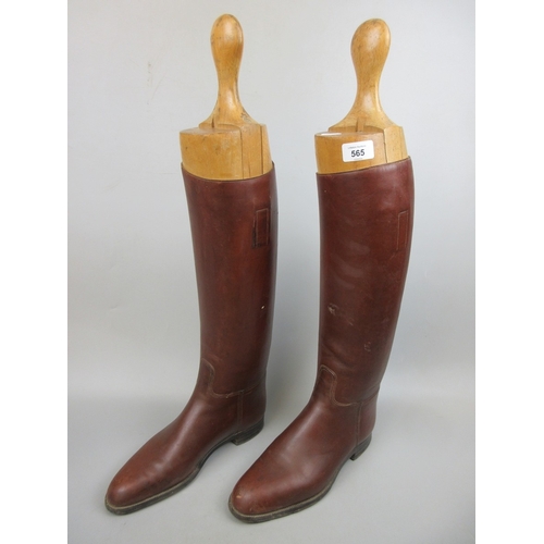 565 - Pair of riding boots with trees and boot remover