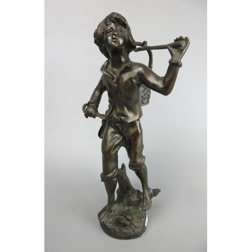 580 - Bronze figure of boy - H: 36cm