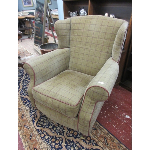 610 - Good quality wingback armchair with poof