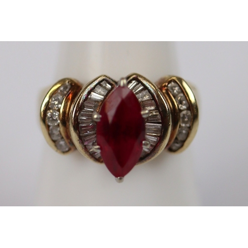 63 - 18ct gold ruby & diamond ring - Ring size: L