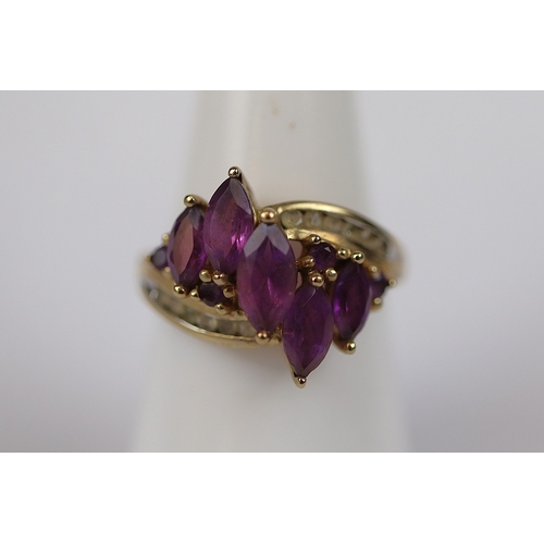 74 - 9ct amethyst set ring - Ring size: N