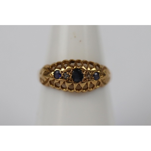 75 - 18ct sapphire & diamond set ring - Ring size: L