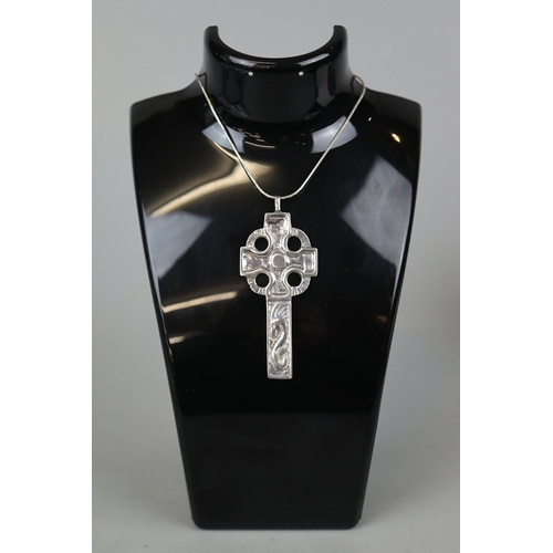 79 - Hallmarked silver chain with silver Celtic cross