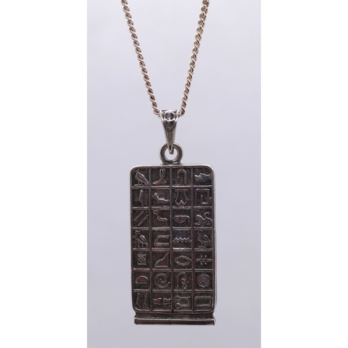 80 - 2 Egyptian style pendants on hallmarked silver chains