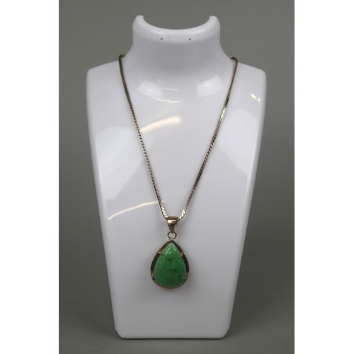 86 - Chrysoprase and silver pendant on chain