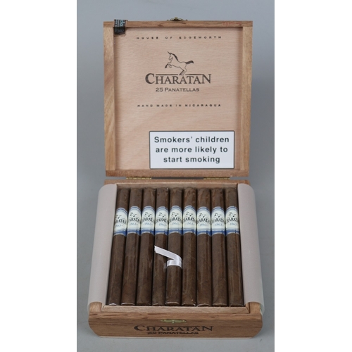 114 - 25 handmade Charatan Panatella cigars in case