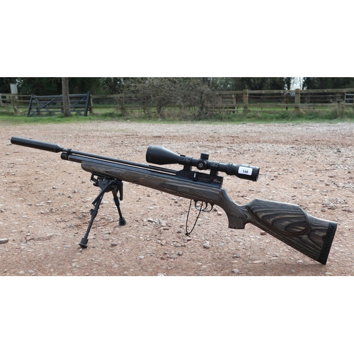 148 - .177 air rifle by Brocock Concept 6 with Hawk illuminated scope, silencer, rest, refill bottle and g...