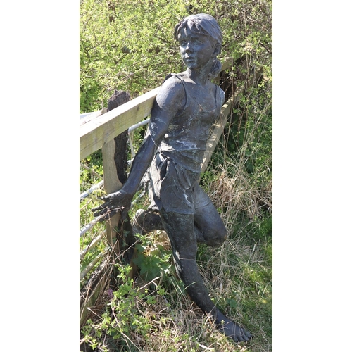 363 - Life-size bronze figure of girl looking backwards - Height: 131cm