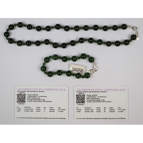 117 - Jade necklace and jade bracelet with COA