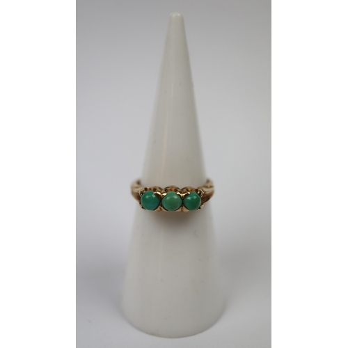 65 - 10K gold 'Saunders Lorie' Toronto 3 stone Turquoise ring - Size J
