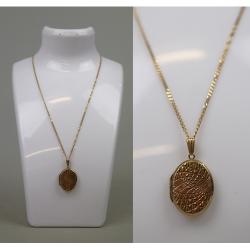 67 - 9ct gold locket and chain - Approx weight 6.4g