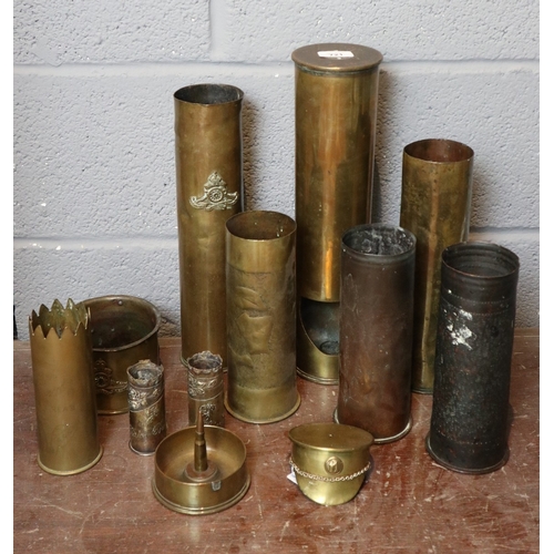Collection of mostly German WW1 heavy calibre shell cases made into ...