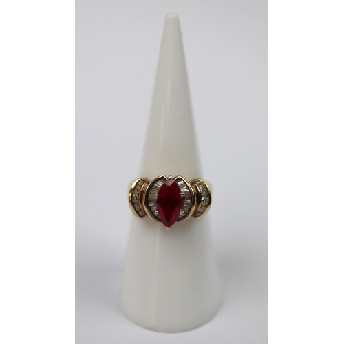 80 - 9ct gold ruby & Diamond ring - Size L - Approx 4.2g