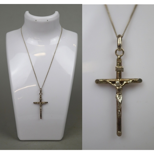 93 - Hallmarked silver crucifix and silver chain