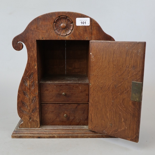 101 - Handmade oak wood smokers cabinet with pipe carved design